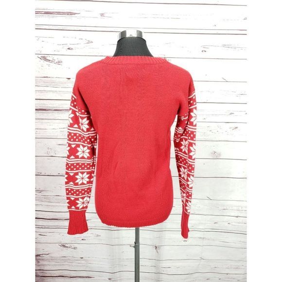 ND new directions Christmas Holiday Ugly Women's small‎ Sweater Reindeer Red - Picture 8 of 10